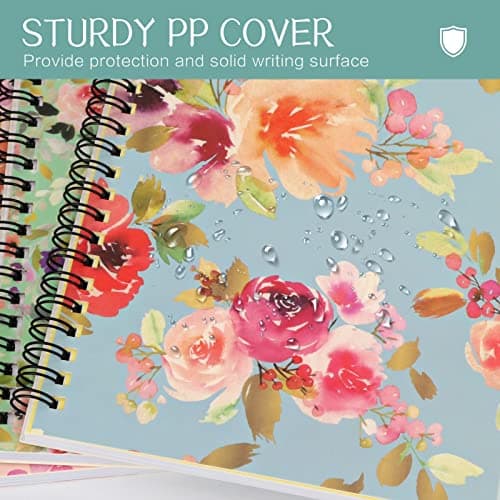 Toplive A5 Spiral notebooks, pack de 3 épais plastique Hardcover Liner A5, 80 pages / 160 pages Journal de notes d'étude et de réunion, fournitures scolaires de bureau (fleurs - bleu + rose + rouge)