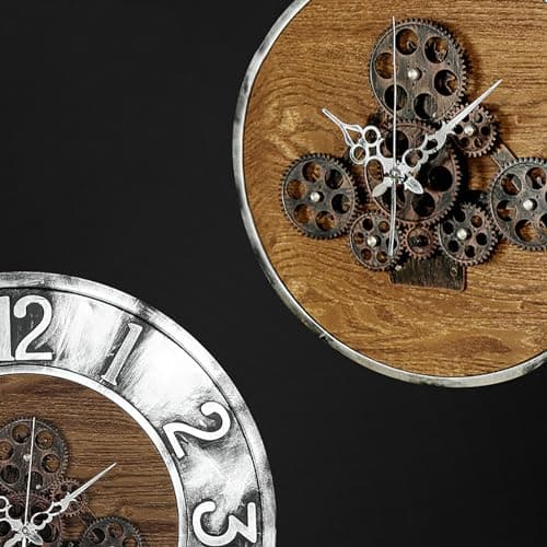 Grande Horloge Murale avec de Vrais Engrenages Mobiles, Horloge Murale décorative Moderne, Horloge Murale Industrielle Steampunk surdimensionnée pour décor de Salon