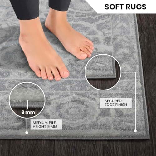 Livabliss MOC2301-43511 Tapis Vintage, Polypropylene, Gris, 130x180cm