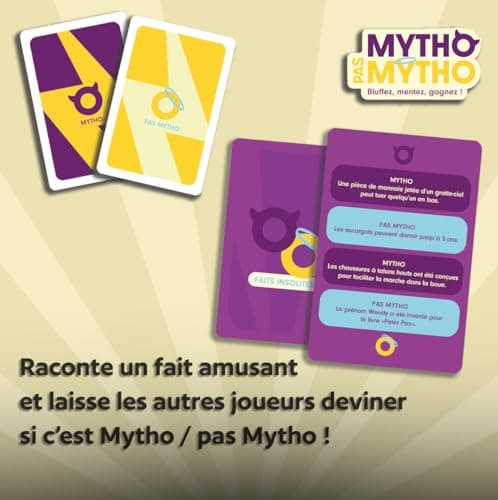 Mytho Pas Mytho - Jeu de Societe - Jeu d'ambiance et de Bluff Entre Amis ou Entre collègues - Jeu de Société Adulte - 2 à 8 Joueurs - Jeu de Cartes dès 16 Ans