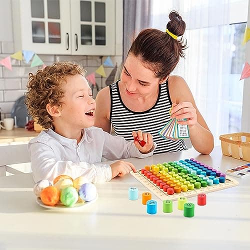 BGNXHYB Table de Multiplication en Bois, Tableau de Multiplication, Jeu de Multiplication, pour la Multiplication Jeu d'apprentissage des mathématiques, Cadeaux pour Enfants