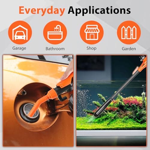 Pompe à essence électrique à piles - Pompe à siphon - Pompe à batterie - Pompe à bidon - Pompe d'aspiration automatique pour essence (orange)