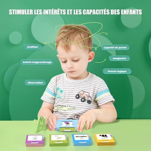 Cartes Flash Parlantes Cartes éducatives pour Enfants Talking Flash Cards 112 Feuilles 224 Mots De 3+ Ans Montessori Jouets éducatifs pour Enfants Cadeaux d'anniversaire pour Enfants(Bleu)