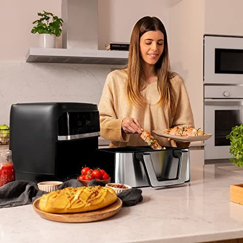 Cecotec Air Fryer Cecofry Dual 9000. Friteuse à Air sans Huile, 9L, 2850W, 6 Modes, Technologie PerfectCook, Design Compact et Panneau Tactile Multifonction