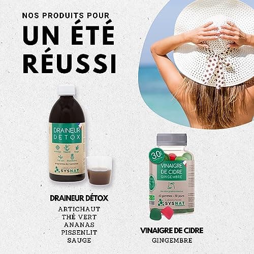 Detox • Diurétique • Draineur • Régime • Programme de 15 jours • Thé vert, Artichaut, Pissenlit, Sauge, Ananas - Bromelaine • 3 usines en France • 30 ans d'expertise • Laboratoire SYSNAT