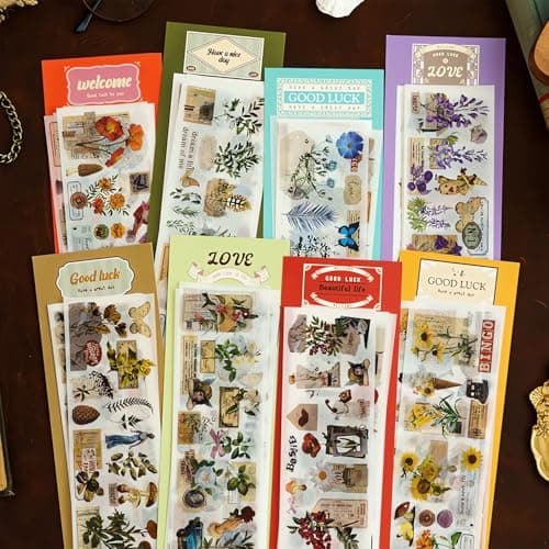 Ptyism 612 Pièces/48 Feuille Autocollant Scrapbooking,Stickers Scrapbooking丨Scrapbooking Autocollant Autocollants pour Scrapbooking Pour DIY Bullet Journal Scrapbooking etc