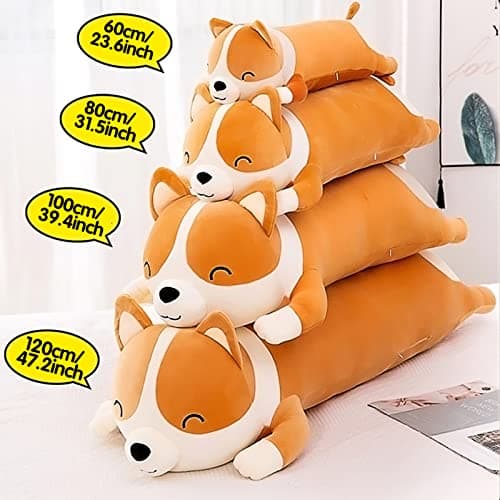 SNOWOLF Oreiller en Peluche Shiba Inu en Forme de Chien Mignon de Corgi Akita - Peluche Douce et Confortable - Cadeau pour Filles et garçons (58cm, Yellow)