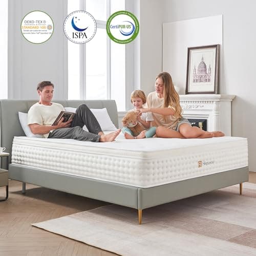 Hiepunos Matelas 140x190 cm, Épaisseur 26cm, Matelas à Ressorts Ensachés et à Mémoire de Forme, Hybride Matelas, 7 Zones de Confort, H3 Moyenne Ferme, Soutien Parfait, Respirant