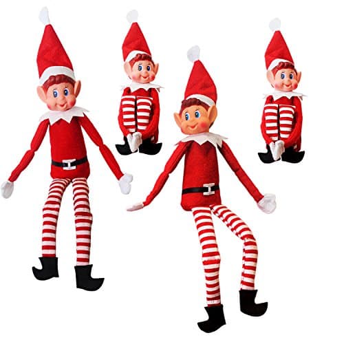 Elves Behavin' Badly-13056 Lot de 2 poupées Elfes en Peluche avec Visage en Vinyle, Rayé, 13056, Rouge, Pack de 2
