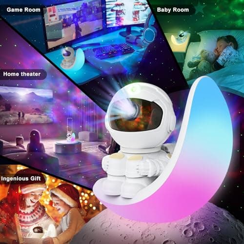 Astronaute Projecteur Galaxie,Projecteur ciel etoile avec Nébuleuse et Étoile,Minuterie,Bruit blanc,Enceinte Bluetooth. Lampe de projection ciel etoilé Plafond Veilleuse Enfant pour Decoration Chambre