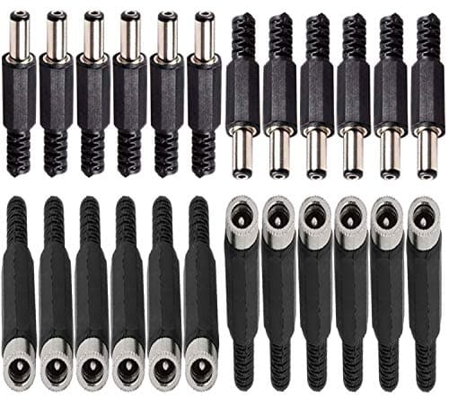 RUNCCI-YUN 12 Pcs connecteurs DC montage panneau prise 2,1mm x 5,5 mm/2,1mm x 5,5 mm,12 prise connecteur femelle 5,5 mm x 2,5 mm /2,1mm x 5,5 mm