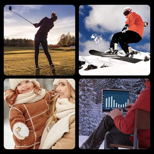 J-BRAUV Lot de 2 Chauffe-Mains Rechargeables à Double Face, 14 000 mAh, sans Fil, 3 Modes, idéal pour Le Golf, Les activités en extérieur et Le Froid (Noir, Taille Poche)