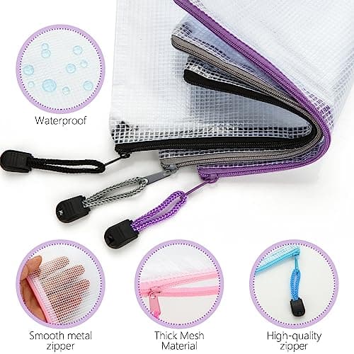 ASelected 36PCS Pochette Zippée A5, 12 Couleurs Pochette Plastique Zippée, A5 Pochette Zip à Fermeture Éclair PVC Mesh de Rangement Fichiers Pour Stockage Document Recettes D'Entreprises Organisation