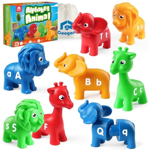 Coogam ABC Animal Alphabet Matching Game, 26PCS majuscule et minuscule, jouets sportifs fins, jouets d'apprentissage pré-scolaire pour les enfants de 2 3 4 ans