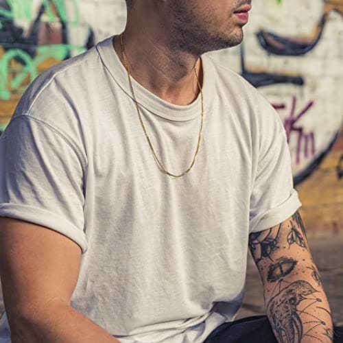 Made by Nami Collier pour Homme en Acier Inoxydable - Chaîne à Maillons en d'Or Massif de 60 cm - Chaîne pour Homme Artisanale - Cadeau pour Lui - Bijoux pour Homme (Or 2mm)