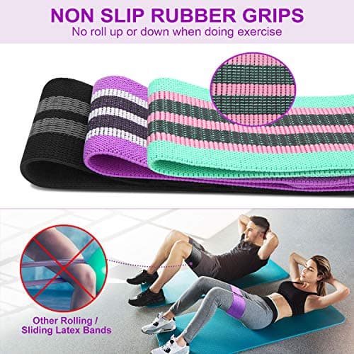 Bande Elastique Musculation en Tissu, Bande Elastique Fitness 3 Niveaux de Force, Elastique Sport pour Le Yoga/Pilates/Fitness/Squats/Pont fessiers
