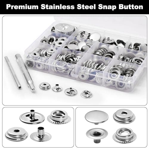 Amentalove 260 PCS Bouton Pression Metal,15mm Boutons Pression Metalliques pour Cuir,Pression Metal Couture avec 3 Outils de Fixation,Bouton Pression pour Vêtements Vestes Sacs Cuir DIY Craft (Silver)