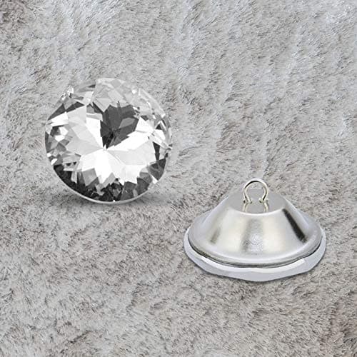 TAZEMAT 50pcs Boutons en Cristal 25 mm pour Canapé Tapisserie Strass Transparent avec Bocle en Métal pour Capitonnage Meuble Accessoire pour Décoration de Sofa et Lit avec Filet à Couture et Epingle