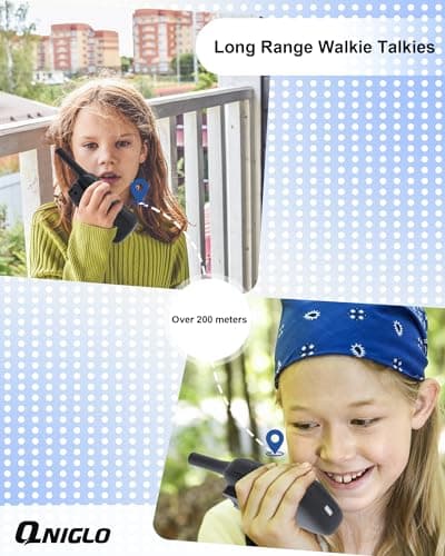 QNIGLO Talkie Walkie Enfants, 3 PCS Talkie Walkies Rechargeable Jouets Garçon Filles 3-12 Ans, Radio à 2 Voies avec 8 Canaux & Lampe de Poche, Cadeaux pour Aventures Extérieures, Camping, Randonnée