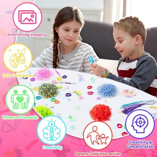 SLEMAKO 18000+ Elastique Bracelet Kit, 20 Couleurs Bricolage Creation Collier Bracelet Elastique Enfant Kit, Tissés Caoutchouc Kit Bracelet Jouets Pour Garçon Enfants Cadeaux D’Anniversaire Et De Noël