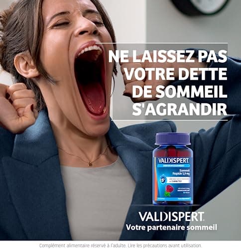 VALDISPERT - Endormissement - Gommes Sommeil Rapide 1,9 mg - Complément Alimentaire À La Mélatonine 1,9mg & extrait Mélisse - Libération En 5 Min - Goût Fruits Rouges - Ingrédients Vegan - 60 Gummies
