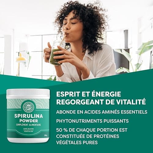 Vimergy Spiruline Poudre – Facile à Digérer – Poudre à Absorption Rapide –Végétalien – Formulé sans Agents Anti-Agglomérants, Additifs, Arômes ou Sucre - Sans OGM et sans Gluten