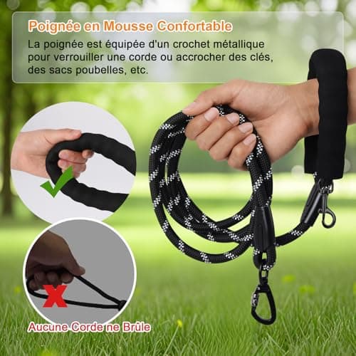 Longe pour Chien, 1,2M/ 1,5M/ 2M/ 3M/ 5M/ 10M/ 20M/ 30M Laisse de Dressage pour Chien, Long Laisse avec Poignée Rembourrée pour Petits, Moyens et Grands Chiens