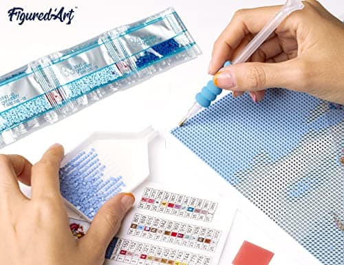 Figured’Art Diamond Painting Broderie Diamant 40x50cm Avec Cadre Toile Tendue Strass Perles Carrés - Van Gogh Nuit Etoilée sur le Rhone - Kit Complet 5D DIY Activité Manuelle Loisirs Créatifs Adultes