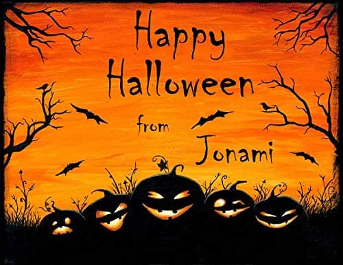 Jonami Deco Halloween Decoration Halloween - Happy Halloween Banderole Banniere, Guirlandes Citrouilles et Araignees, Photomaton Photoboot Props, Ballons Noir Orange avec Fantomes