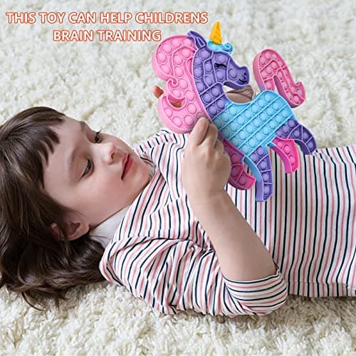 OCACA Jumbo Pop It Fidget Toys, Big Size Squeeze Toys Push Bubble Sensory Toys pour soulager Le Stress et l'anxiété pour Les Besoins éducatifs spéciaux, Enfants et Adultes, Grande Licorne