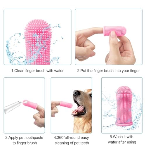Avesteir Brosse 6 Pièces a Dent Chien 4 Couleurs, Brosses à Dents pour Chiens Silicone Souple et 360° Poils Entièrement Enveloppés, Brosse à Dent Chien Doigt pour Petits Animaux de Compagnie