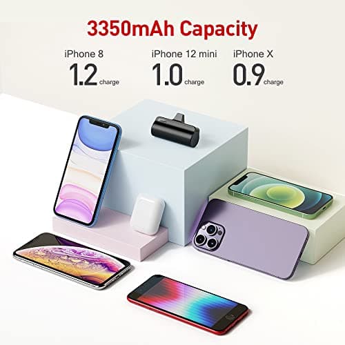 iWALK Mini Batterie Externe 3350mAh, Ultra-Compact Power Bank Petit Batterie Portable Compatible pour iPhone 14/14 Pro/13/13 Pro/13 Mini/12/12 Pro/12 Mini/11/11 Pro/SE/XS/XR/X/8/7/6s