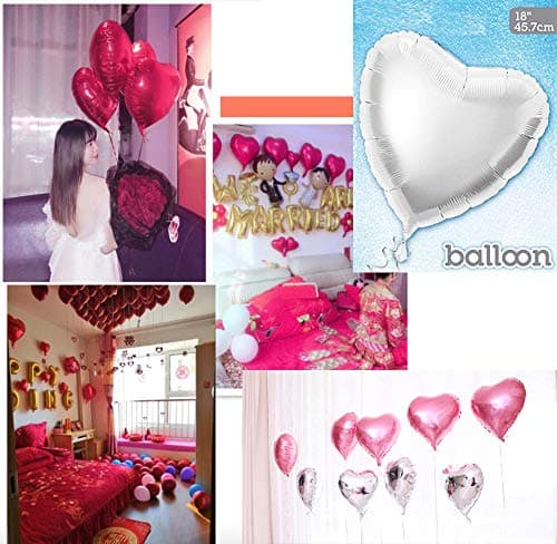 30 pcs ballons de coeur de 18 pouces, ballon de coeur, ballons d'hélium en forme de coeur pour la fête, anniversaire, Saint Valentin, mariage, fiançailles, décoration de fête des mères. (Argent)