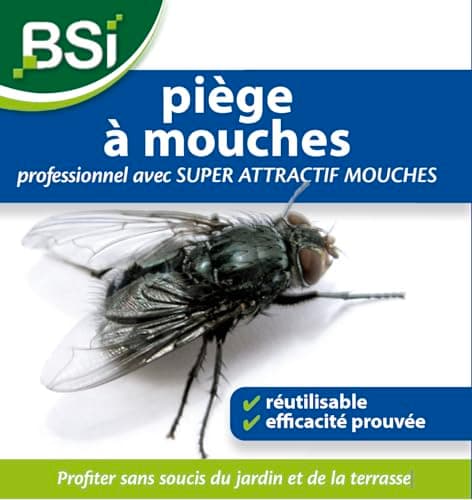 BSI - Piège A Mouches - Attrape Et Digère Jusqu'à 20 000 Insectes - Avec son Attractif - Pour Un Usage Extérieur - Prêt A l'Emploi - Réutilisable