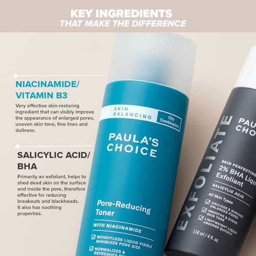 Paula's Choice RESTAURER + CLAIR - SKIN BALANCING Lotion Tonique Visage & SKIN PERFECTING 2% BHA Lotion Exfoliant -Reduire les Pores et aux Points Noirs - Acide Salicylique - Peaux Mixtes à Grasses