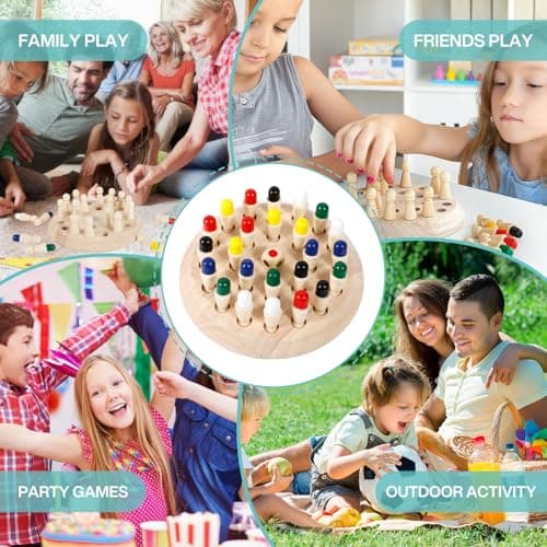 ZLPBAO Memory Chess Jeux Educatif 3 Ans, Méliorent la Mémoire et La Cognition des Couleurs,Jeu Montessori 3 Ans en Bois, Chess Board pour Enfants Adultes Fête Voyage
