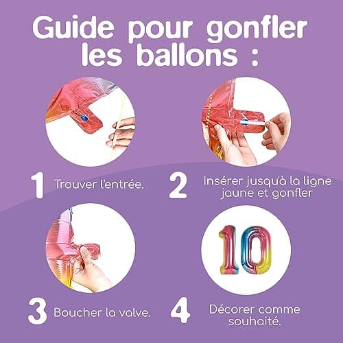 envami® Licorne Decoration Anniversaire 10 ans - Kit Anniversaire Fille Licorne, Ballon Anniversaire Fille 10 ans - Deco Anniversaire Fille 10 ans - Ballon Anniversaire 10 ans Fille, Ballon Décoration