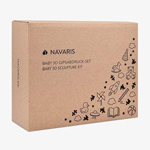 Navaris Moulage 3D pour Bébé - Kit Sculpture pour Empreintes Mains Pieds Nouveau-Né - Alginate et Plâtre - Accessoire Souvenir Naissance