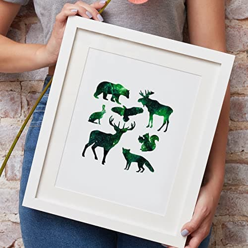 BENECREAT 15.6x15.6 cm Pochoirs en Acier Inoxydable à Motif Animal, Modèle de Peinture Réutilisable Ours Aigle Lapin Renard Pin Arbre Aigle pour Bricolage, Gravure, Scrapbooking