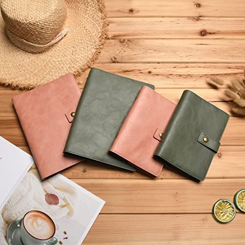 Wonderpool Carnet de notes rechargeable en cuir - Papier à pois intérieur en cuir véritable pour le travail de voyage et l'organisateur (Vert, A5)