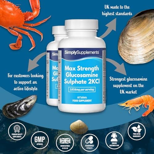 Sulfate de Glucosamine 2KCL - 1858mg Par Portion - 2 Flacons de 60 Comprimés = 120 Comprimés au Total Pour un Approvisionnement de 2 Mois - Fabriqué au Royaume-Uni
