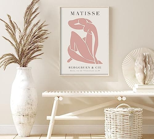 ag.art deco Affiche Decoration Murale 30x40 cm | Affiche Murale pour Salon et Chambre à Coucher | Poster Mural Sans Cadre | Lot de 3 Tableaux (Matisse Rose Pastel)