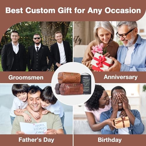 Cadeau en Cuir personnalisé Cadeau en Cuir pour Homme pour Homme d'honneur Cadeau de fête des pères pour Mari Trousse de Toilette Organisateur de Voyage Cadeau en Cuir personnalisé Gravure