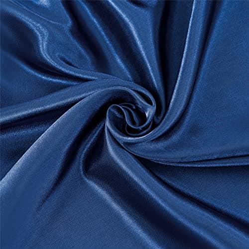 Drap Housse Satin 90x200 cm 1 Personne avec Grand Bonnet de 30 cm pour Matelas Épais - Drap-Housse Douce en Satin de Soie Polyester Couleur Unie, Bleu Marine