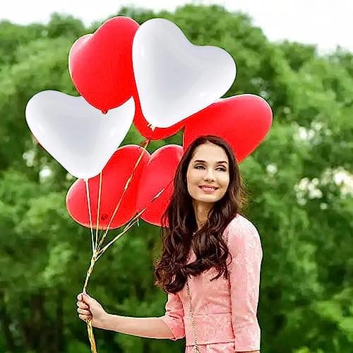 50 Pcs Ballon coeur rouge, 12 Pouces Ballons en Latex en Forme de Cœur, Ballons de Mariage de Coeur Rouge, pour Engagement, Mariage, Valentine et Anniversaire fête Décoration