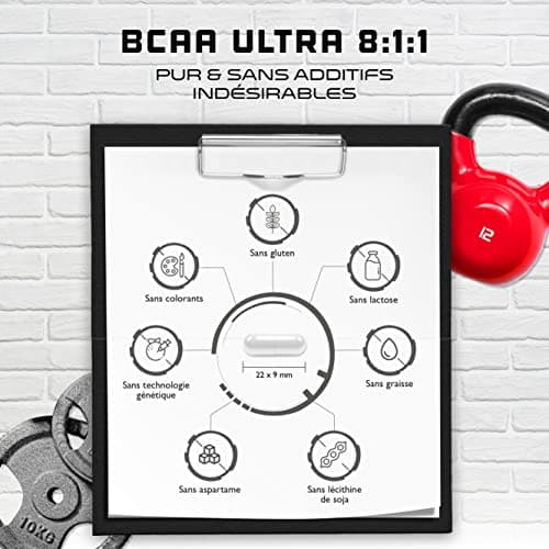 BCAA Ultra Caps - 365 gélules avec un dosage élevé de 1100 mg par gélule - Premium : rapport puissant 8:1:1 - Leucine, L-Isoleucine, L-Valine - Acides aminés essentiels à chaîne ramifiée