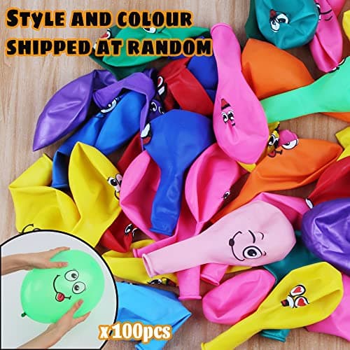 Émoticônes Ballons, RosyFate 100 Ballons Smiley, Ballons en Latex, Ballons Emoticones Amusant, Assortiment D'émoticônes Ballons, Accessoires de Fête Evènement Soirée Décoratif (B)