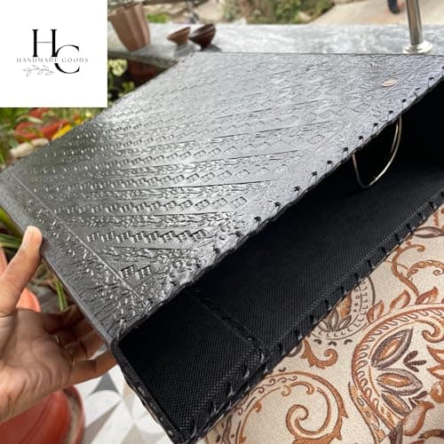 handborncraft Classeur à anneaux en cuir pour homme, grand classeur en cuir à 3 anneaux de 7,6 cm, classeur en cuir motif arbre de vie, organiseur de dossier en cuir