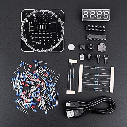 Horloge de température électronique à LED numérique, Rotation de contrôle de la lumière Multifonction Bricolage Kit d'horloge de température électronique à LED numérique Suite(#3)