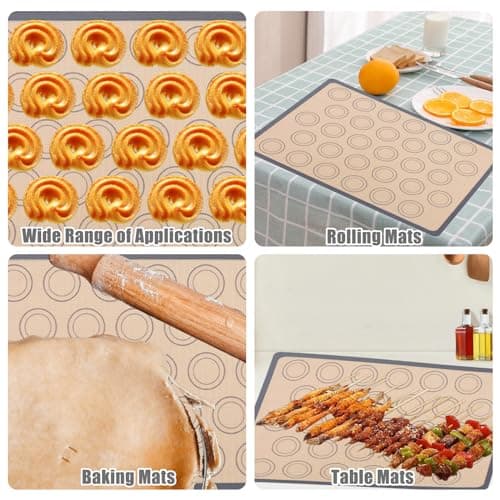 2Pièces Tapis de Cuisson pour Macarons,Rectangulaire Silicone Tapis de Cuisson,Tapis de Cuisson en Silicone,Tapis de Cuisson en Silicone Macarons en Gris,pour les Macarons,les Biscuits et les Pizzas